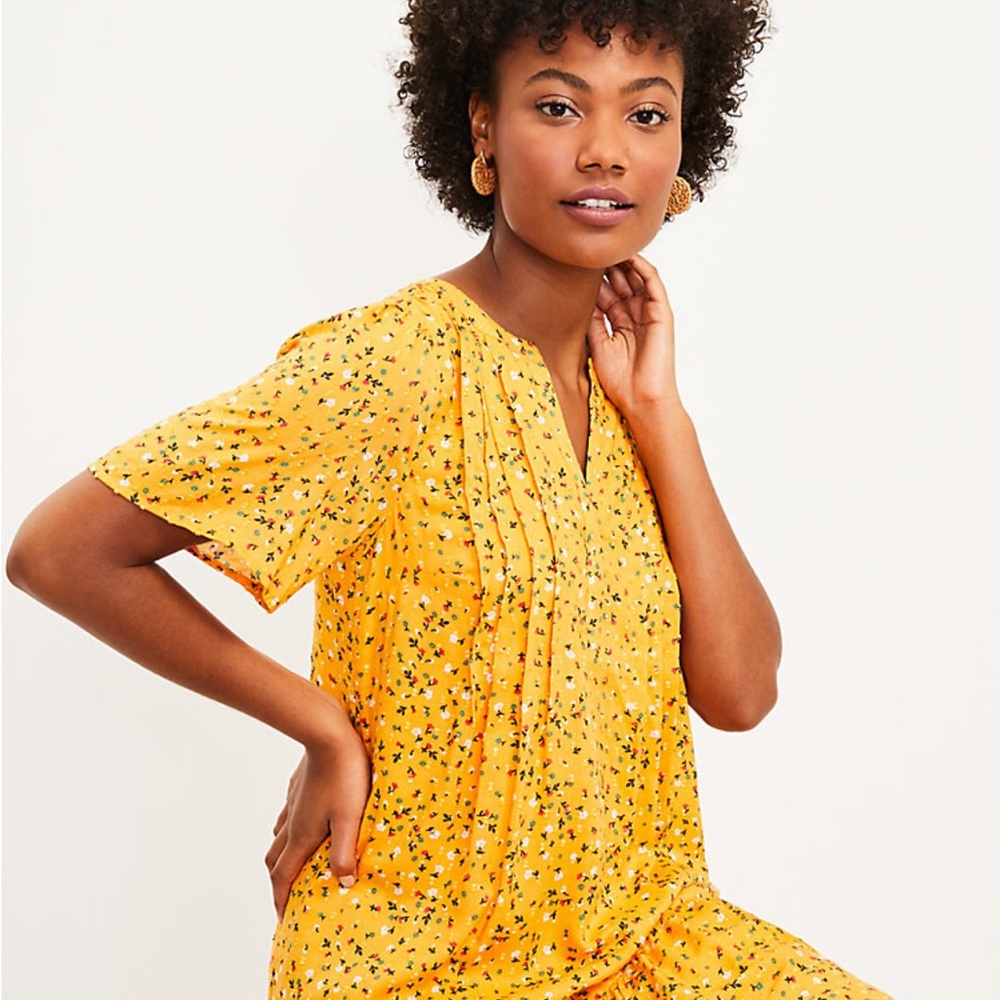 LOFT Yellow Floral Mini Dress